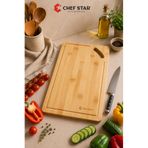 Chefstar BAMBU KESME TAHTASI ERGONOMİK SAPLI BÜYÜK BOY DOĞRAMA TAHTASI