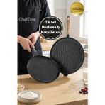 ChefTime 2'li Set Çift Taraflı Bazlama & Krep Tavası - RENK - Siyah