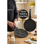 ChefTime 2'li Set Pankek Tavası & Krep Tavası - Siyah