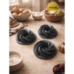 ChefTime 3 Adet Mini Siyah Rüzgar Kek Kalıbı| 10 cm