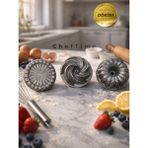 ChefTime 3'lü Gri Mini Dilimli&rüzgar&tart| 10 cm Kek Kalıbı
