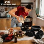 Cheftime Premium Döküm 4'lü Siyah Kek Kalıbı Seti