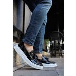 Chekich CH127 Cbt Loafer-X Siyah - Beyaz Renk Kalın Taban Loafer Model Erkek Klasik Ayakkabı