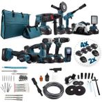 Chelikbei EEA389 Akülü 10 Lu Set (Led Işık +Lazer Metre +Somun Sıkma + Dekupaj + Oto Yıkama + Sunta Kesme + Darbeli Vidalama + Spral + Kırıcı Delici Matkap + Çok Fonksiyonlu Taşlama)