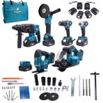 Chelikbei Yedili Set (Powerbank&led+ Ş.HILTI+Ş.SPRAL+S.SIKMA+13 mm Ç.mandren+Ş.dekupaj+Sunta Kesme) - MAVİ