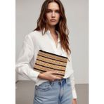 Chellomood - El Örgüsü Kağıt Ip Kadın Clutch / El Çantası – Lacivert & Bej (29×21 Cm)