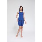 Chelly Kadın Düz Renk Askılı Taytlı Tankini S9003-04 (42, Saks)