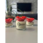 Chemdle Üçlü Set Gelincik Çiçekli Bardak Mum - Çilek Kokulu