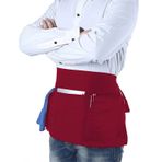 CHENGZI Chef yarım önlükler, garson önlükleri, cepli, ev, mutfak, restoran, iş için, Kırmızı, Ölçü Birimi