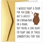 Chenive Ebeveynlerden Komik Oğul Doğum Günü Kartı, Oğul için Komik Doğum Günü Kartı, Anne Babadan Yetişkin Oğul Doğum Günü Kartı, I would Fight A Bear For You Oğul Kartı