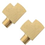 CHENJIN 2 adet pirinç boru Tee uydurma 1/8 "kadın ve erkek dişli kare bakır NPT montaj T çıkış iç ve dış dişleri gres yakıt yağı basınç göstergesi boru bağlantı parçaları