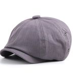 CHENNUO Gatsby Barett Cap Newsboy Flat Cap 8 Panel Erkek Sürgülü Şapka, Gri, 56-60