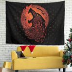 Chenso Duvar Halısı İskandinav Viking Kurdu Kelt Düğümü Fathurk Mitolojisi Duvar Kilimi Plaj, Yatak Odası, Oturma Odası Ev Dekorasyonu için - 150 x 200 cm_Beyaz