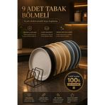Cherie Home 9 Bölmeli Siyah Bulaşıklık Düzenleyici, Paslanmaz Tezgah Üstü Tabaklık Kurutmalık Organizer Teli
