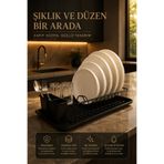 Cherie Home Tek Katlı Tezgah Üstü Bulaşıklık Sepeti, Metal Bulaşık Kurutmalık Tabaklık Rafı Altlığı Teli