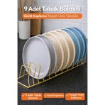 Cherie Home Tezgah Üstü Gold Bulaşıklık Düzenleyici, Paslanmaz 9 Bölmeli Tabaklık Kurutmalık Organizer Teli