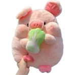 Cherish 35 cm Sevimli Tombul Tavuk Budu Köpek Bebek Lahana Domuz Peluş Oyuncak (Yurt Dışından) - Beyaz - Pembe