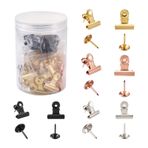Cheriswelry 40 set raptiyeler klipsler, kağıt için delik açmaz, yaratıcı kağıt klipsler Bulldog klipsleri mantar tahta ilan panolarında okul ofisleri için çatal bıçak ile birlikte (4 renk)