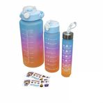chermik Viva Home 3'lü Renkli Motivasyon Suluk Matara Seti (300-900-2000ml), CHRMK7615