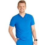 Cherokee 4 Cepli ve Arka Boyunduruk Dikişli Erkek V Yaka Scrub Top CK752A, Royal, XL