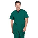 Cherokee Erkekler için Scrubs İş Kıyafeti Profesyoneller V Yaka Dört Cepli Ovma Üst WW695, Avcı Yeşili, 3XL