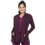 Cherokee Infinity Kadınlar Isınma Scrubs Ceket Açık Ön CK327, Şarap/Siyah, XS