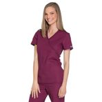 Cherokee Kadın Workwear Originals Mock Wrap Scrubs Gömlek, Şarap, M