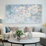Cherry Blossoms Yağlı Boya Dokulu Tablo 50X70 Gümüş Çerçeveli