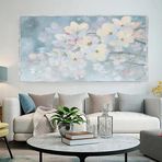Cherry Blossoms Yağlı Boya Dokulu Tablo 75X100 Gümüş Çerçeveli