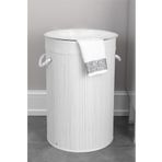 Cherry Collection Yuvarlak Bambu Çamaşır Sepeti Beyaz Cl-6001-04