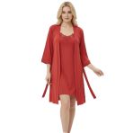Cherry Queen Kadın Mikro Penye Gecelik ve Sabahlık Seti, Kırmızı, XL, Yumuşak Dantel Detaylı, İnce Askılı, Kuşaklı, Ev Şıklığı ve Uyku için (KIRMIZI, L)