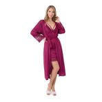 Cherry Queen Kadın Premium Dantelli Gecelik ve Sabahlık Takımı, Fuşya Pembe (M)