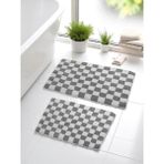 Chess 2'li Banyo Paspası Kaymaz Taban 60X100-60X50 - Krem - Gri - 2'li Set Banyo Paspası
