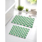 Chess 2'li Banyo Paspası Kaymaz Taban 60X100-60X50 - Krem Rengi - Yeşil - 2'li Set Banyo Paspası