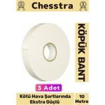 Chesstra Uzun Ömürlü Süngerli Ultra Yapışkan İç Dış Mekan Çok Amaçlı Çift Taraflı 10 Metre Köpük Bant 3 Adet