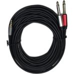CHESTER 10 Metre 3.5 mm To 2 x 6.35 mm Ses Kablosu - Aux To Çivi Jak Mikser ve Amfi Bağlantı Kablosu - 0 - Siyah