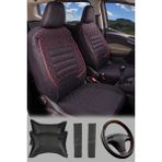 Chevrolet Aveo, Kalos, Lacetti, Cruze Uyumlu – Gofraj Desenli Spor Oto Koltuk Kılıfı Seti (Konfor Set Dahil) - Siyah