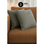 Chevron Bohem Dekoratif Punch Yastık Kırlent Kılıfı | 45X45 Antrasit
