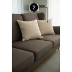 Chevron Bohem Dekoratif Punch Yastık Kırlent Kılıfı | 45X45 Bej