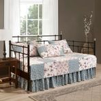 Chezmoi Collection Abbi 5 Parça Bahçe Çiçekli Vintage Yıkanmış%100 Pamuk Ters Çevrilebilir Yama İşi Yorgan Seti (Daybed Boyutu)