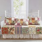 Chezmoi Collection Delaney 5 Parça Çiçekli Yama İşi Günlük Yatak Örtüsü Seti, Önceden Yıkanmış%100 Pamuk Yorgan Örtüsü Seti, Günlük Yatak Boyutu