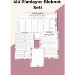 Chi-Chi Papers Işe Yeni Başlayanlar Için 4’lü Planlayıcı Bloknot Seti – Not ve Yapılacaklar Listesi - Çiçekli - Eflatun - Çiçekli - A4 Haftalık Planlayıcılı