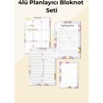 Chi-Chi Papers Işe Yeni Başlayanlar Için 4’lü Planlayıcı Bloknot Seti – Not ve Yapılacaklar Listesi - Çiçekli - Eflatun - Çiçekli - A5 Haftalık Planlayıcılı