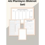 Chi-Chi Papers Işe Yeni Başlayanlar Için 4’lü Planlayıcı Bloknot Seti – Not ve Yapılacaklar Listesi- Krem - Krem - A4 Haftalık Planlayıcılı