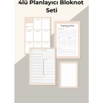 Chi-Chi Papers Işe Yeni Başlayanlar Için 4’lü Planlayıcı Bloknot Seti – Not ve Yapılacaklar Listesi - Krem - Krem - A5 Haftalık Planlayıcılı