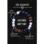 Chi Zen Güç Doğal Erkek Tılsım Bilekliği Düz 8mm (Altın Obsidyen, Kaplan Gözü, Necef Taşı) Chi-Zen Bileklik DÜZ-21