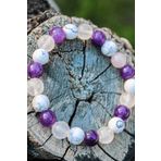 Chi Zen Ruh Güzelliği Doğal Taş Kadın Tılsım Bilekliği Düz 8mm (Pembe Kuvars,Ametist,Havlit)Chi-Zen Bileklik DÜZ-21