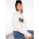 Chiara Ferragni 75CBIK06 Bisiklet Yaka Baskılı Beyaz Kadın Sweatshirt