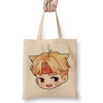 Chibi Face Suga Bts 02 Bez Çanta Uzun Saplı - Açık Bej - 40 X 40