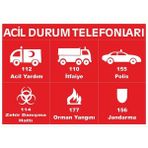 ChicArt Design Studio Acil Durum Telefonları Pvc Plakalı Uyarı Levhası Dekota Dijital Uv Sticker 17.5X12.5